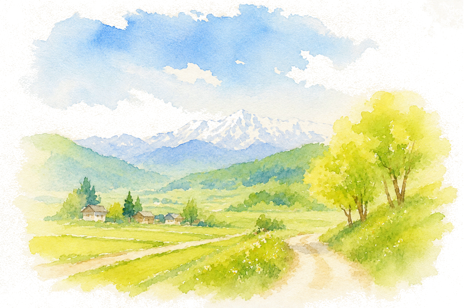 小川村の風景イラスト